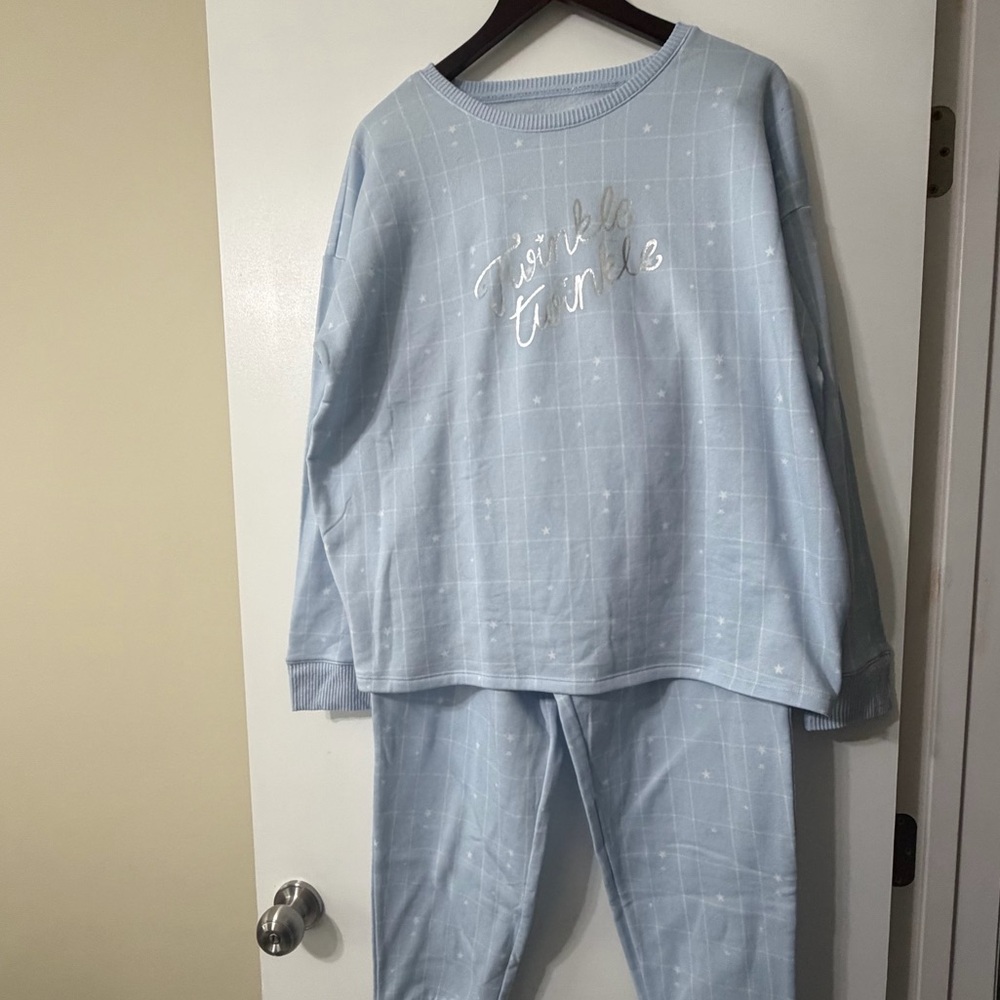 LC Lauren Conrad Twinkle Twinkle Pajamas Joggers White and Blue Size XL
